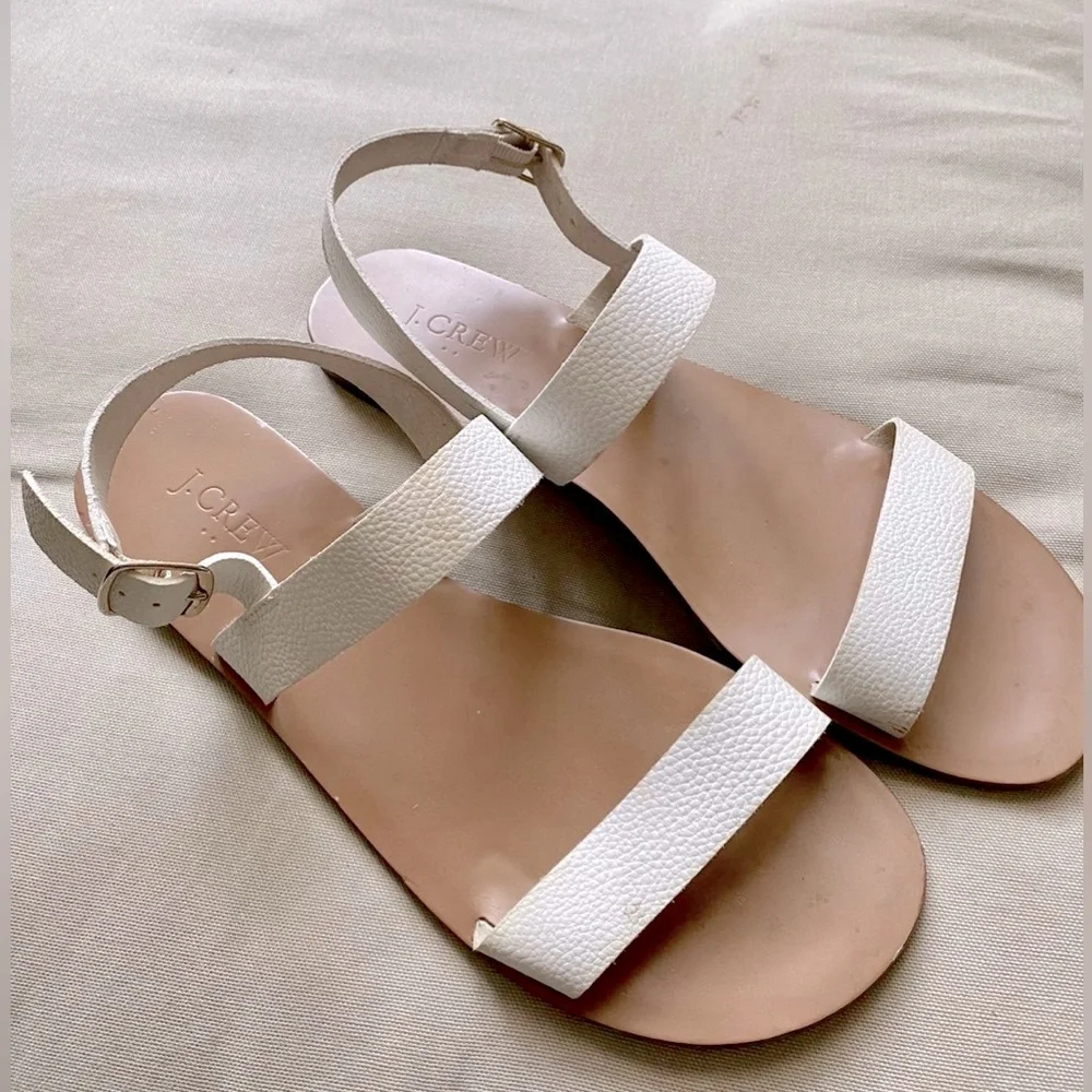 J Crew two strap white sling back sandals - Picture 1 of 4